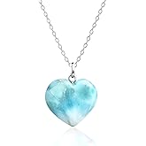GEMINSPIRE Heart Necklace for Women, Gemstone Pendant Necklace, Heart Shape Pendant, Healing Crystal Necklace, Lightweight Wear, 925 Silver 16+2" Adjustable Chain, Valentine's Gift for Her