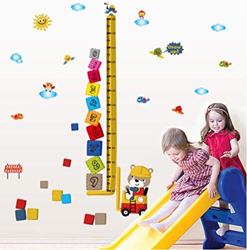 Bear Growth Chart Wall Stickers Removbale DIY Peel and Stick Nurmbel Education Height Measurement Wall Declas for Kids Nursery Classroom Living Room Bedroom