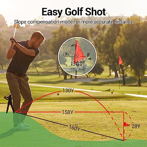 Bauihr Telémetro Láser de Golf Alta Precisión de 600M y 6 Aumentos | Medición de Distancia, Compensación de Pendiente, Bloqueo de Banderas y Vibración