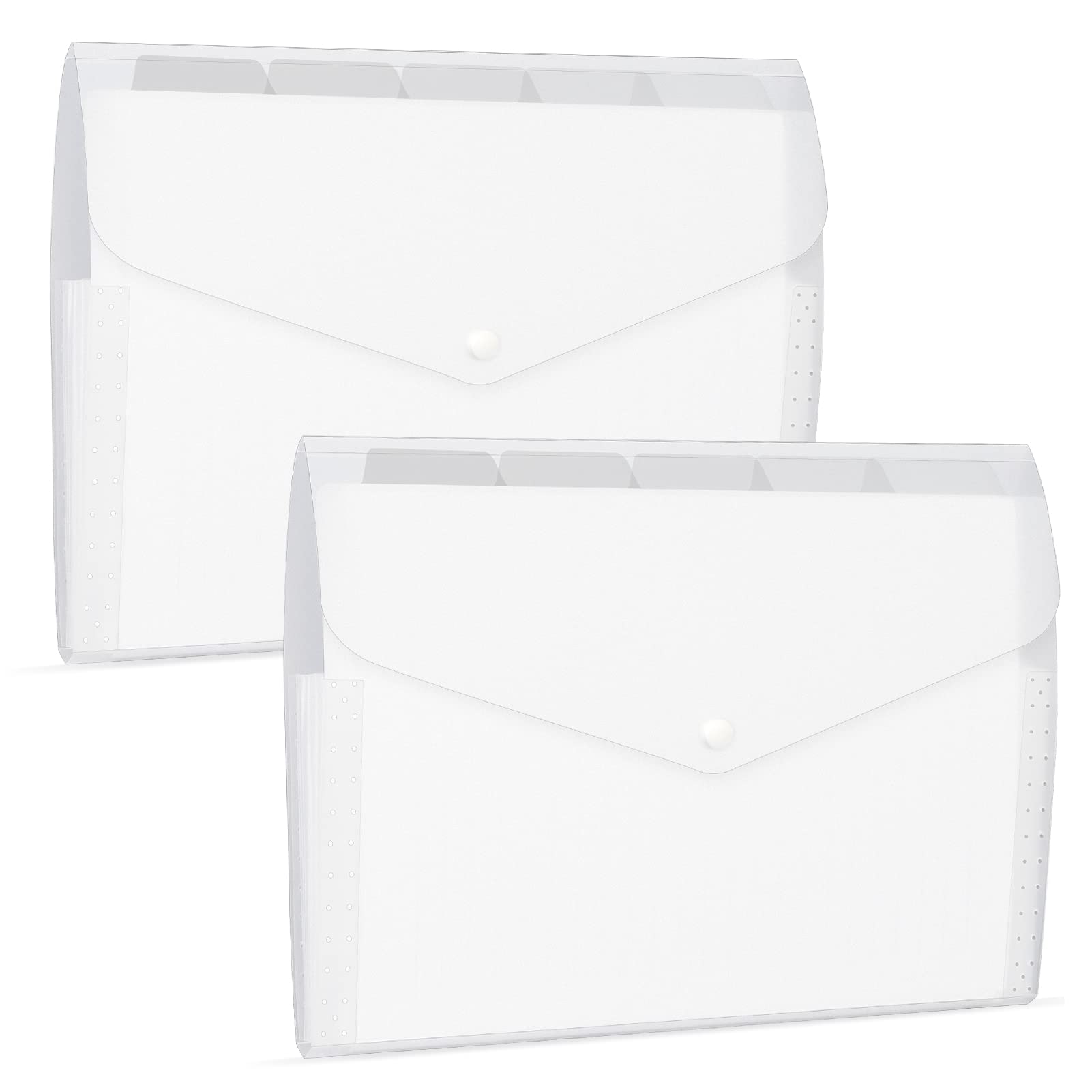 WWW A4 Expanding File Folders,A4 Accordian File Organizer with 6 Pockets Document Accordion Folder,Paper File Organizer Plastic Important Document Holder(2 Packs - White)