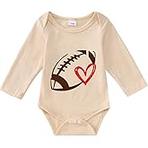 KEKEMI Football Romper for Infant Baby Boy Girl Cute Game Day Shirt Onesie Bodysuit Newborn Ballgame Outfit Sports Clothes