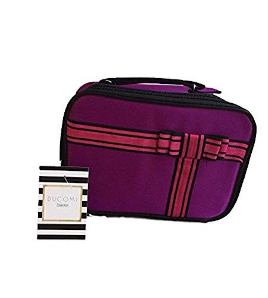 Ducomi® Khloe - Beauty Case in Nylon per Matite, Pennelli, Rossetti e Cosmetici - Astuccio per Trucchi con Tasca e Specchietto Interno - 23 x 16 x 10 cm (Purple)