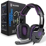 Stereo Gaming Headset PS4 Pro Xbox One, SADES SA930Plus Noise Cancelling Over Ear Headphones with Mic,Volume-Control, Bass, Soft Memory Earmuffs for Laptop Mac Nintendo Switch Games