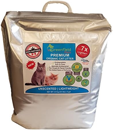 Greenfield Pets Premium Organic Lightweight Cat Litter: All Natural, Unscented, Flushable & Low Dust