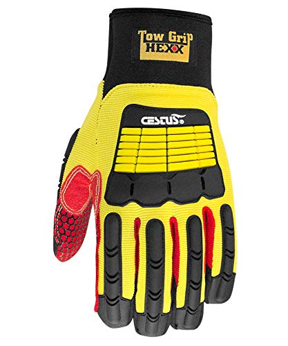 Cestus Tow Grip Hexx LC 3104 2XL Palm Impact Glove, Cotton, 2X-Large/12, Yellow, Pair