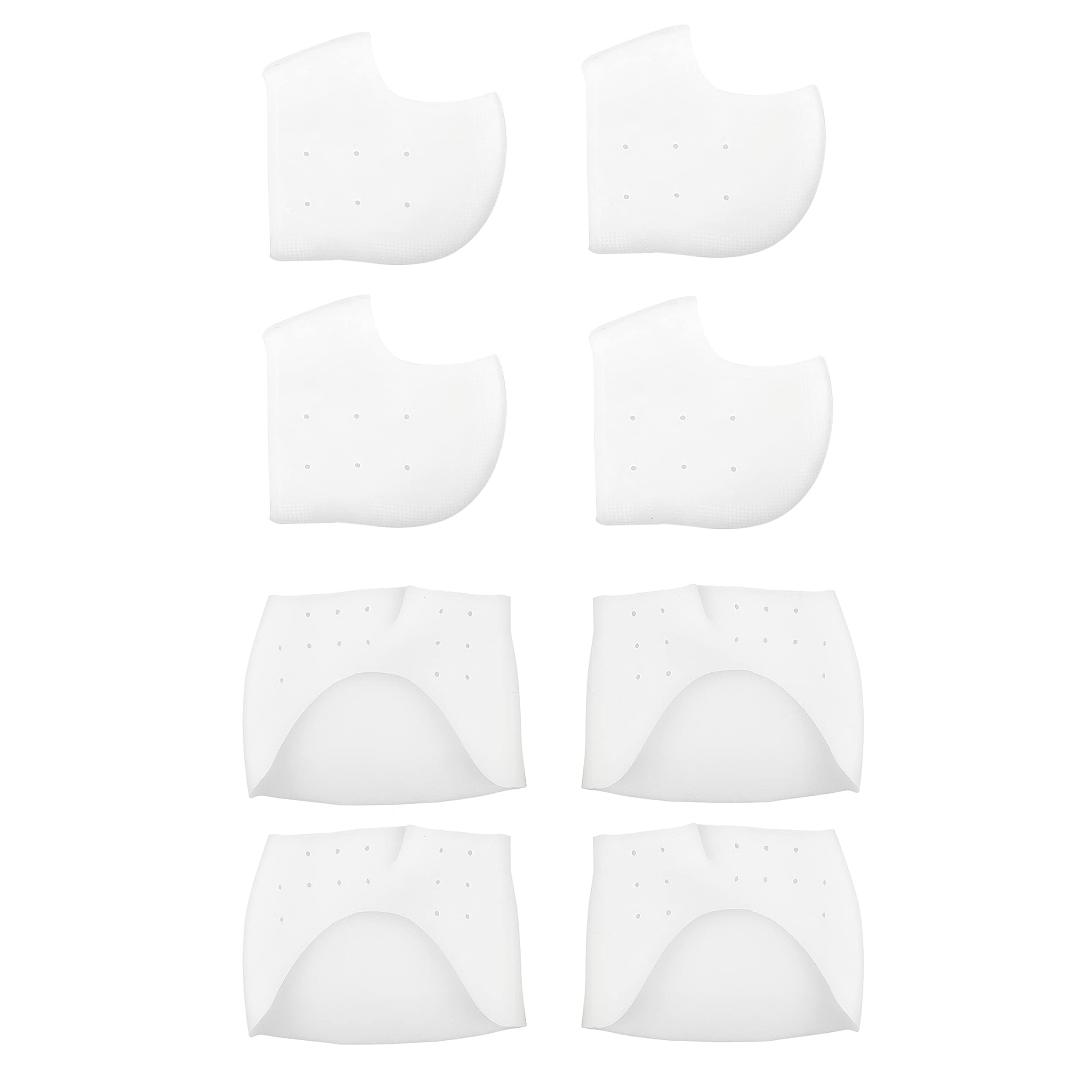 Soft Silicone Sleeves - For the Heel and Ball of Your Foot - 2 Pairs of Each - Offers Protection, Comfort and Grip - Ideal for Pain/Friction/Pressure Relief - Sole/Heel Support - Adjustable Size