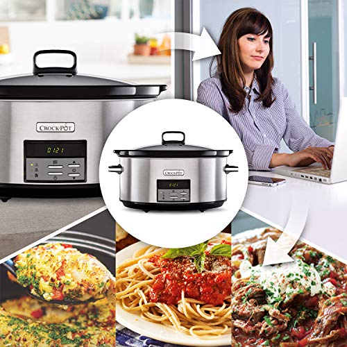 Crockpot Olla de Cocción Lenta Digital 7,5 L (Más de 10 Personas) | Con Recipiente Apto para el Horno | Apta para Lavavajillas | Acero Inoxidable [CSC063X]
