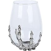 Kimpoant Gothic Skull Wine Glass Skeleton Goblet – Bone Hand Chalice for Christmas & Gothic Home Decor, Dark Aesthetic Displays (A1)