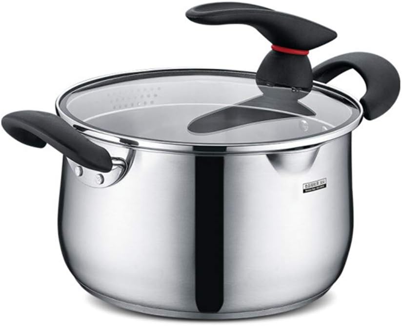 Xfc Stock Pot, Stainless Steel Soup Pasta Pot with Glass Lid Heatproof Handles, Non Toxic & Healthy Easy Clean & Dishwasher Safe