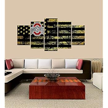 XINGAKA Premium Quality XINGAKAed Wall 5 Pieces / 5 Pannel Wall Decor Ohio State Buckeyes Logo Painting, Home Decor Football Sport Pictures