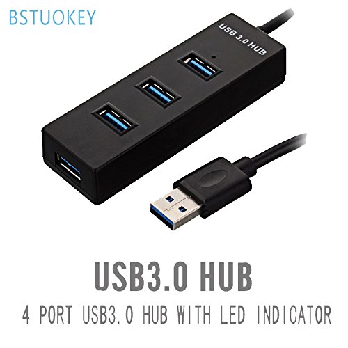BSTUOKEY High Speed 5Gbps 4-Port USB 3.0 Hub Switch with LED Indicator 48cm Long Cable-Black