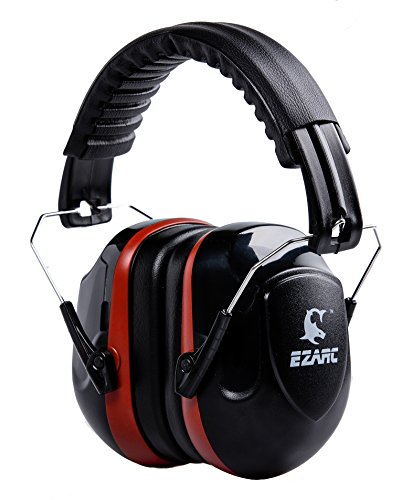 EZARC Safety Ear Muffs 34dB for Shooting, Cutting, Gardening, Plant Working Hearing Protection, Adjustable Headband Ear Defenders Noise Reduction Earmuffs,Black Red