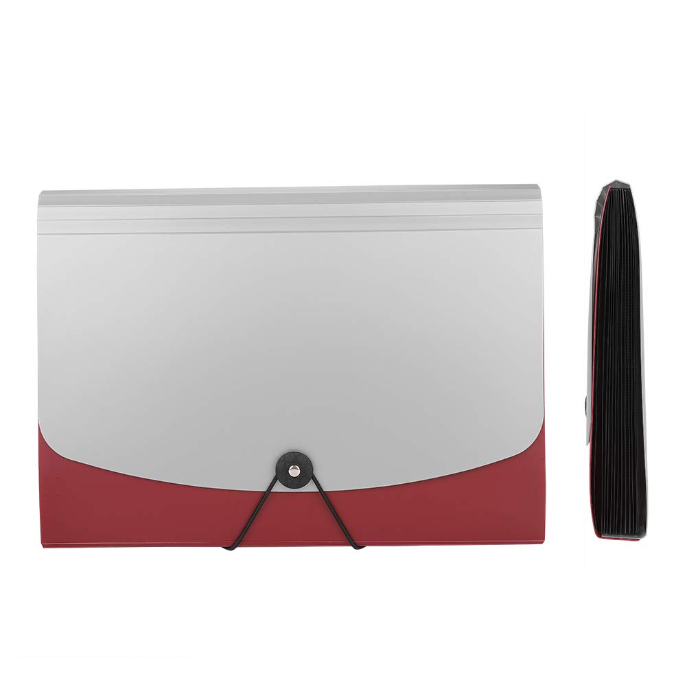 Expanding File Organizer with Labels, A4/Letter Size Handheld File Folder, Paper Document Receipt Organizer Portable,for Classroom, Home, Office,13 Pockets Black or Red