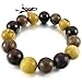 INBLUE Men,Women's 15mm Wood Bracelet Link Wrist Tibetan Buddhist Sandalwood Bead Prayer Buddha Mala Chinese knot Elastic