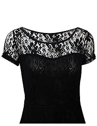 ZANZEA Mujeres Casual verano delgado encaje manga corta una línea Skater Mini vestido