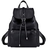 Coofit Women's Fashion Travel Bag Leather College Backpack Shoulder Bag Black