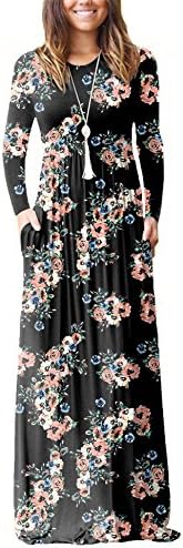 Vemper Floral Print Maxi Dress Short/Long Sleeve Pockets Long Casual Dress