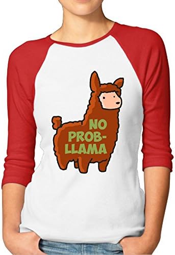 JTCY Prob-Llama Women's 3/4 Sleeve Jersey Shirt Baseball Tee Raglan T-Shirts S Red