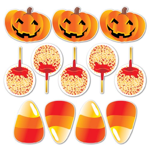 VictoryStore Yard Sign Outdoor Lawn Decorations: Halloween Pathway Markers - Apples, Pumpkins, and Candy Corn Yard Decorations w/ 24 short stakes.