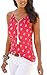 Angashion Women's Pleated V-Neck Loose Fit Spaghetti Tank Top