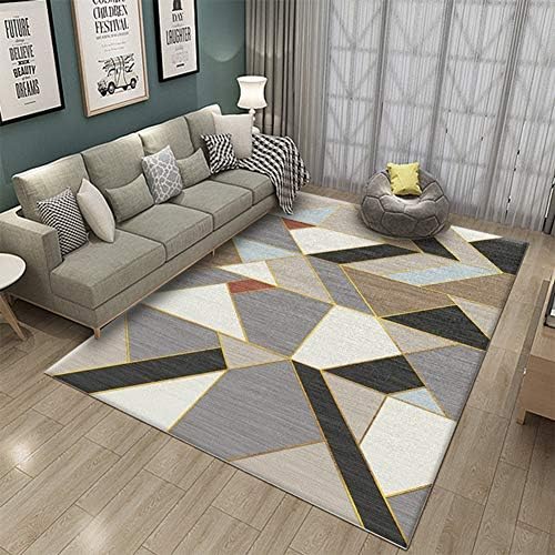 Ylmhe Abstract Area Rug Non-Slip Pattern Collection Vintage Bohemian Backing Washable Carpet Protective Floor Children's Play Mat, F,200x300cm