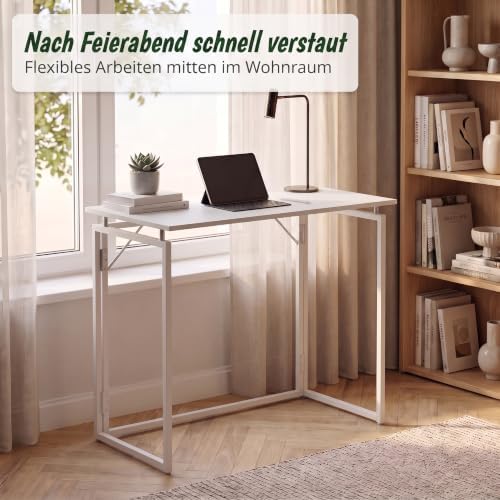 , Klappbarer Schreibtisch, faltbar, montagefrei, 100 x 50 cm