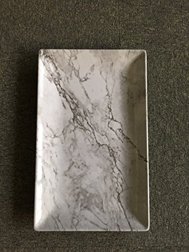 Melamine Serving Tray - Rectangular Decorative Tray 17.5” Inch, BPA-free Safety Fast Food Platter, Marble-like - Thumbnail 2