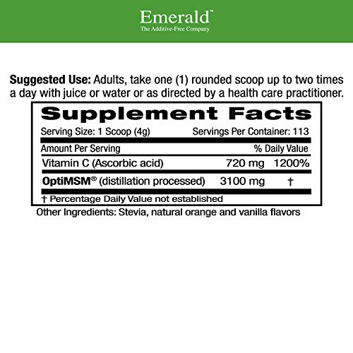 Emerald Labs OptiMSM Powder Dietary Supplement with Methylsulfonylmethane and Vitamin C for