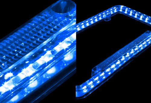 Universal 12v 54 LED Blue Color Light Acrylic License Plate Frame - Thumbnail 3