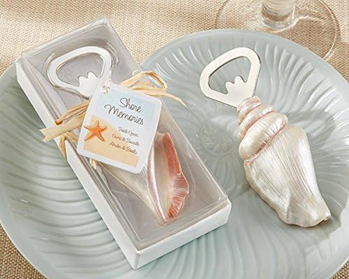 Bottle Opener Shore Memories Sea Shell with Thank you Tag (24 per order) Wedding Favors