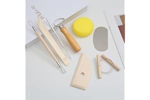 8 Pcs Pottery & Clay Sculpting Tools, Double-Sided, Smooth Wooden Handles Clay Tools for Sculpture, Pottery Tools and Supplie