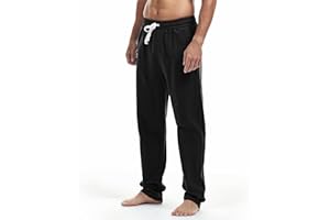 Amy Coulee Mens Cotton Sweatpants Straight Leg Joggers Open Bottom Track Pants with Pockets Yoga Workout Trousers