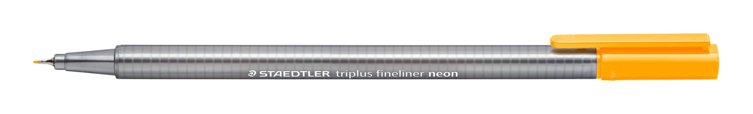 Staedtler triplus Fineliner 334–401, Triangular Barrel, Metal-Encased tip, Approx. 0.3 MM Pack of 10 in Cardboard Case-Neon Orange