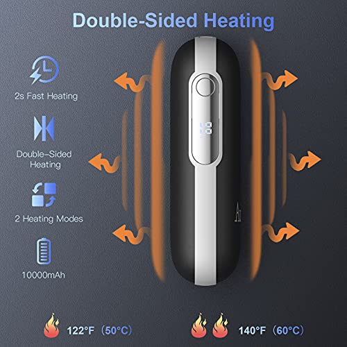 Hand Warmers Rechargeable, 10000mAh Electric Pocket Warmer Power Bank with 18W Fast-Charging, LED Display, 15hrs Long Lasting Heat, Perfect for Outdoor, Raynauds, Heat Therapy, Gift for Women, Men