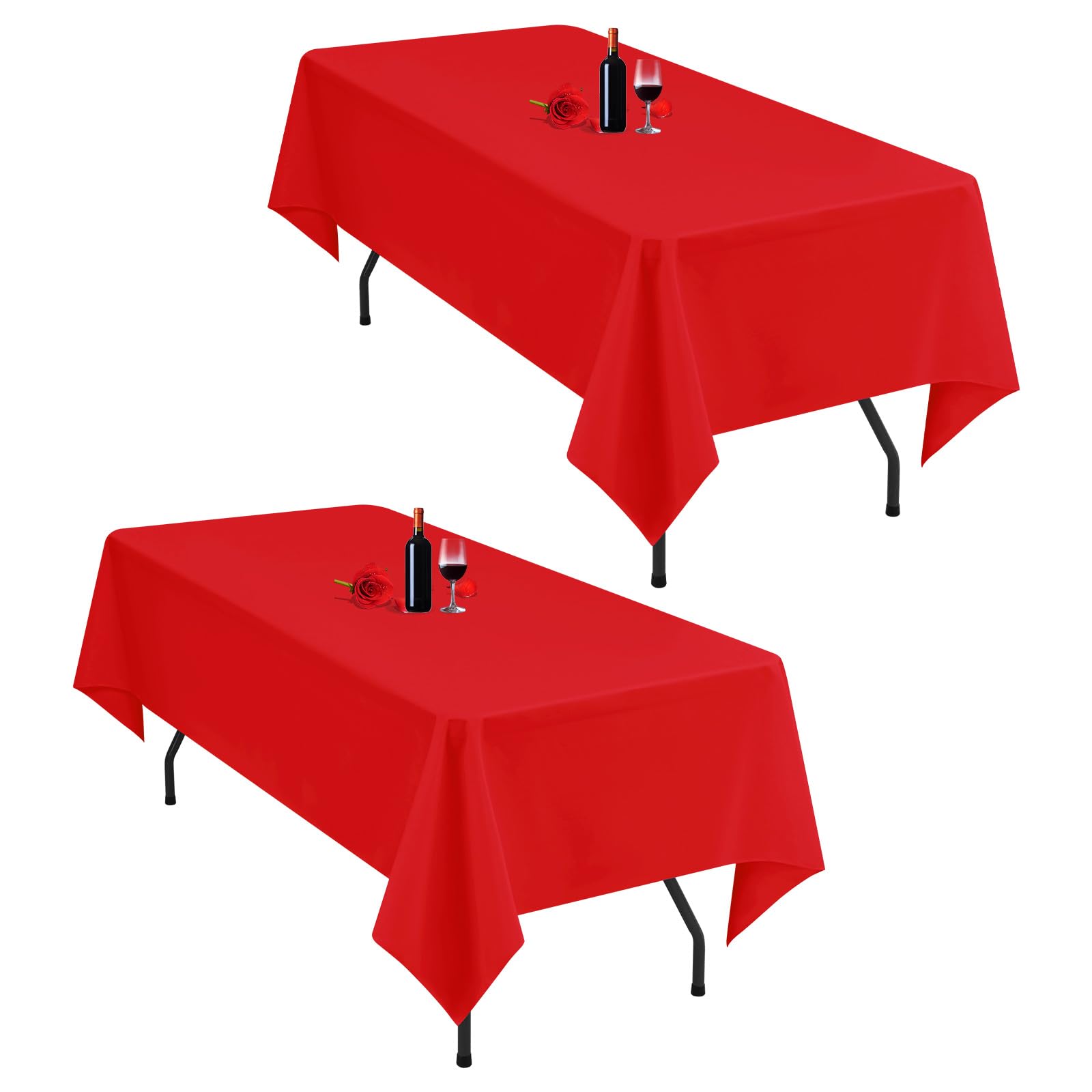 Lumaycens 2 Pack Red Tablecloth 60x102Inch Table Cloths Rectangle Red Table Cloth For 6 Foot Table Washable Polyester Farbic Tablecloths Rectangular for Wedding Party Banquet