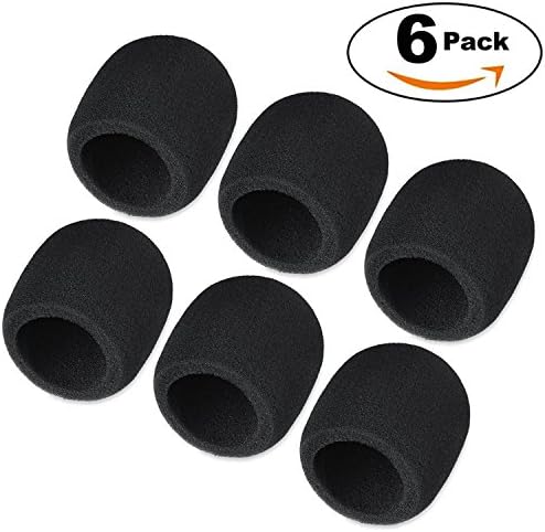 (6 Pack) Thicken Microphone Windscreen, Upgraded Foam Mic Cover, Professional Pop Filter for Your Recording, Broadcasting and Audio (Black)