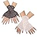 DRESHOW Fingerless Lace Golves UV Protection Prom Party Driving Wedding Black White One Size
