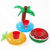 Letsfunny Inflatable Pool Floats Unique Drink Holder- Pineapple, Watermelon, Palm tree(3 Pack)