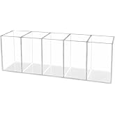 HSYMQ Acrylic Clear Pen Holder 5 Compartments Pencil Holder Desk Organizer Desktop Makeup Brush Holder