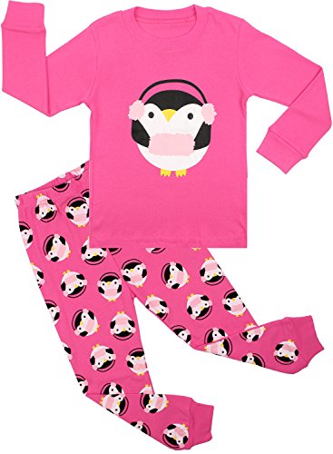 Girl's Penguin Pajamas Set for Toddler 100% Cotton Sleepwear Kids Pjs Pink 4T