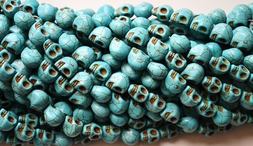50 Turquoise Howlite Skull Beads (Loose) - Day of the Dead (Dia De Los Muertos) - Goth