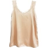 Wantschun Womens Satin Silk Camisole Lace Straps Tank Top Cami V-Neck