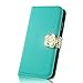 Mavis's Diary Bling Crystal Flower Fashion Leather Wallet Type Magnet Design Flip Case Cover for Samsung Galaxy S4 S Iv SIV S 4 Iv Gt-i9500 with Soft Clean Cloth (Blue)