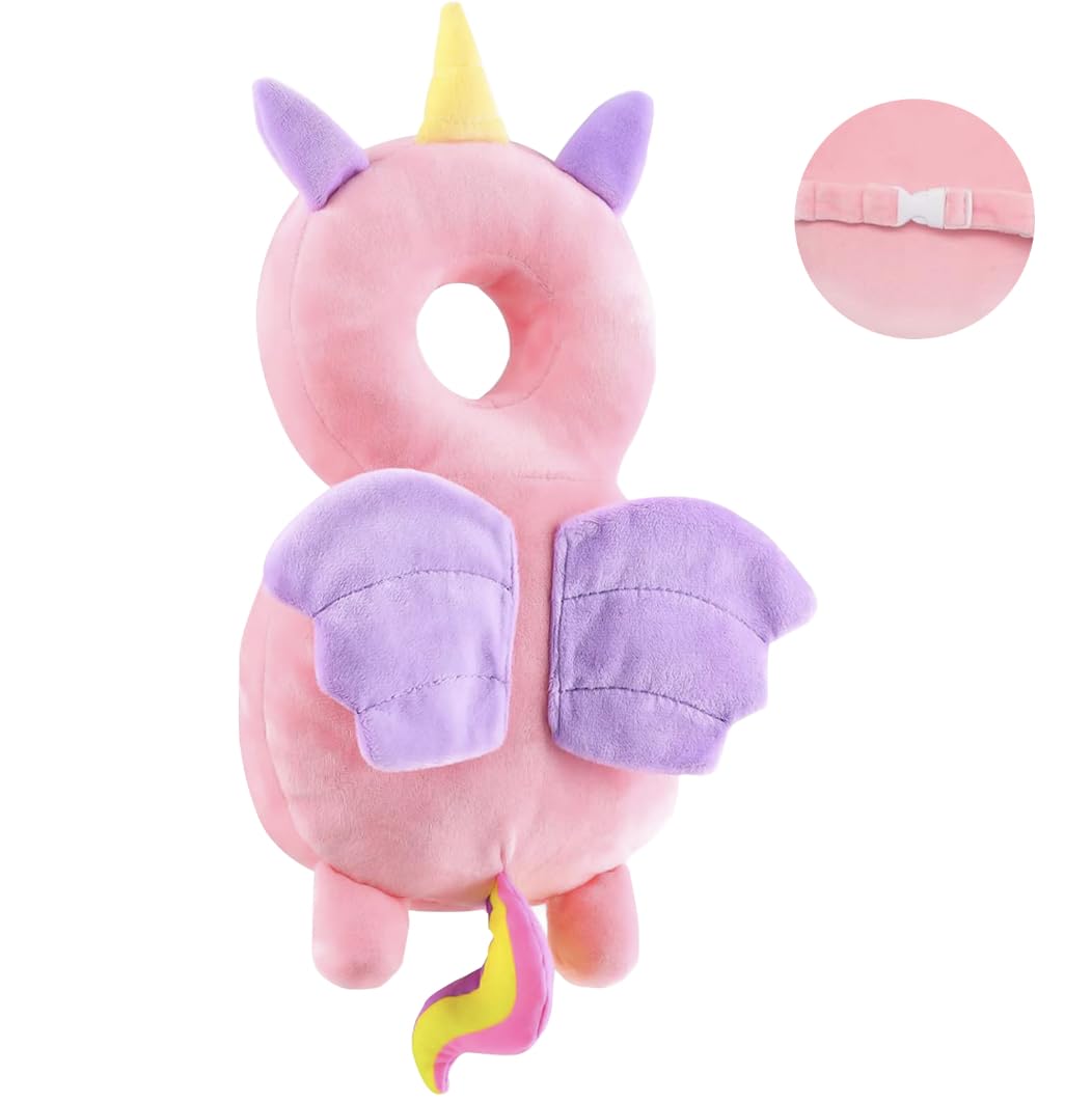 SEPSCO Baby Head Protector Backpack, Adjustable Head Back Protection Safety Pads Toddler Head Protection Pad Pillow PP Cotton With Fixed Rope for 4-24 Months Baby Learning Walking Crawling (Unicorn)