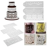 Wedding Cake Stencil Template, BENBO 7Pcs Cake Decorating Embossing Plastic Spray Floral Cake Cookie Fondant Side Baking Mesh Stencil Wedding Decor Tool