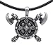 Exoticdream Double Axes Shield Barbarian Viking Cross Gladiator Medieval Knight Pewter Pendant + 18
