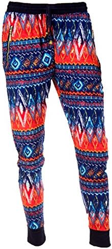 Yado Women's Printed Zipper Pocket Joggers Pants-Small/Medium-Tribal
