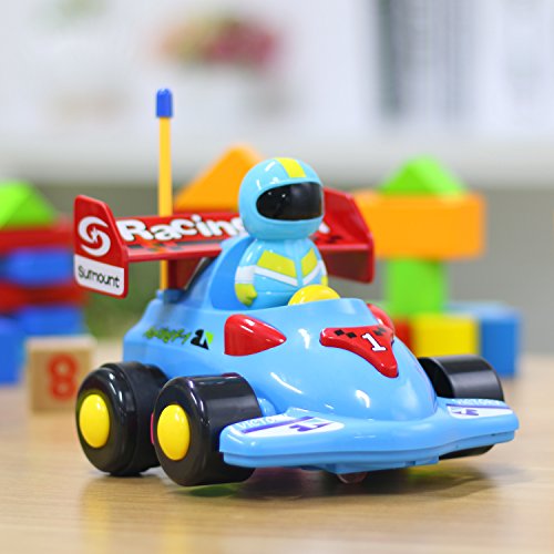 IFixer RC Remote Control Race Car Cartoon Racing Driver for Toddlers Baby Boys, Blue