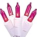 50-Count Pink Mini Christmas String Light Set, 10.2 ft White Wire
