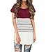 LYXIOF Women's Short Sleeve Shirts Triple Color Block Summer Tee Casual Blouse Round Neck Tunic Tops